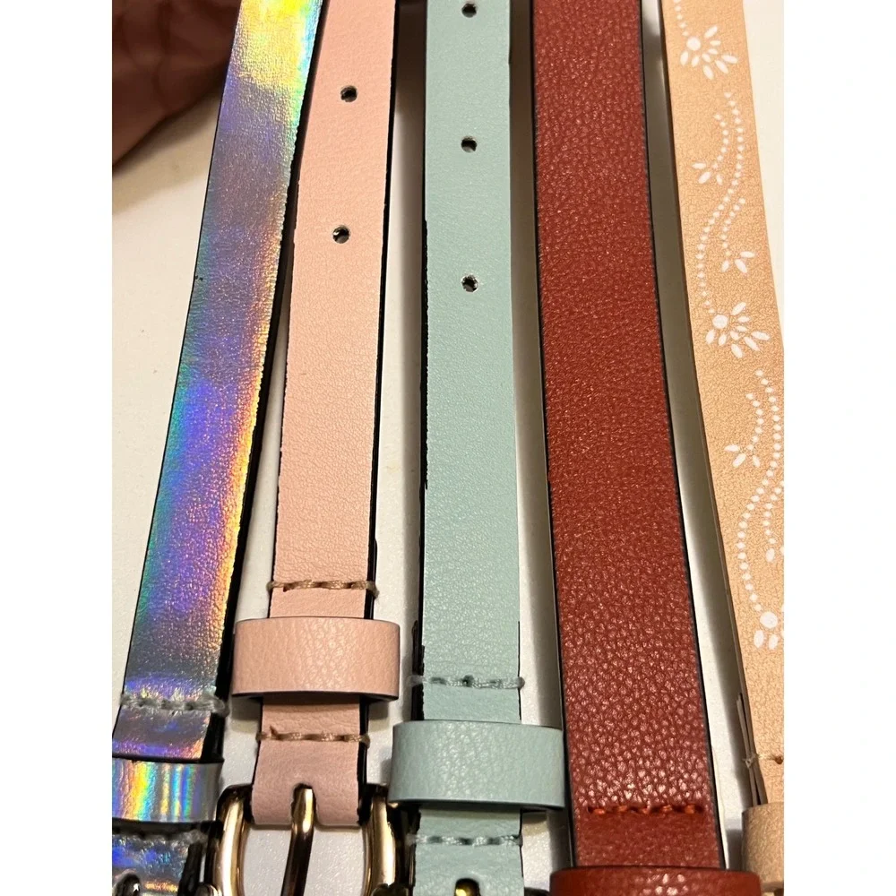 Lot‎ 5 Women's Fashion Belts Holographic Pastel Leatherette Daisy Floral 37-42
